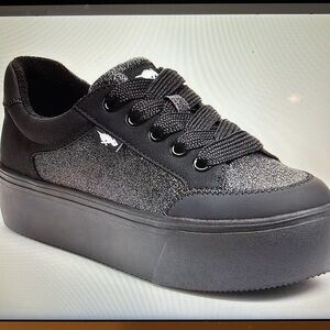 Rocket Dog Flame Black Glitter Platform Sneaker Tennis Shoe